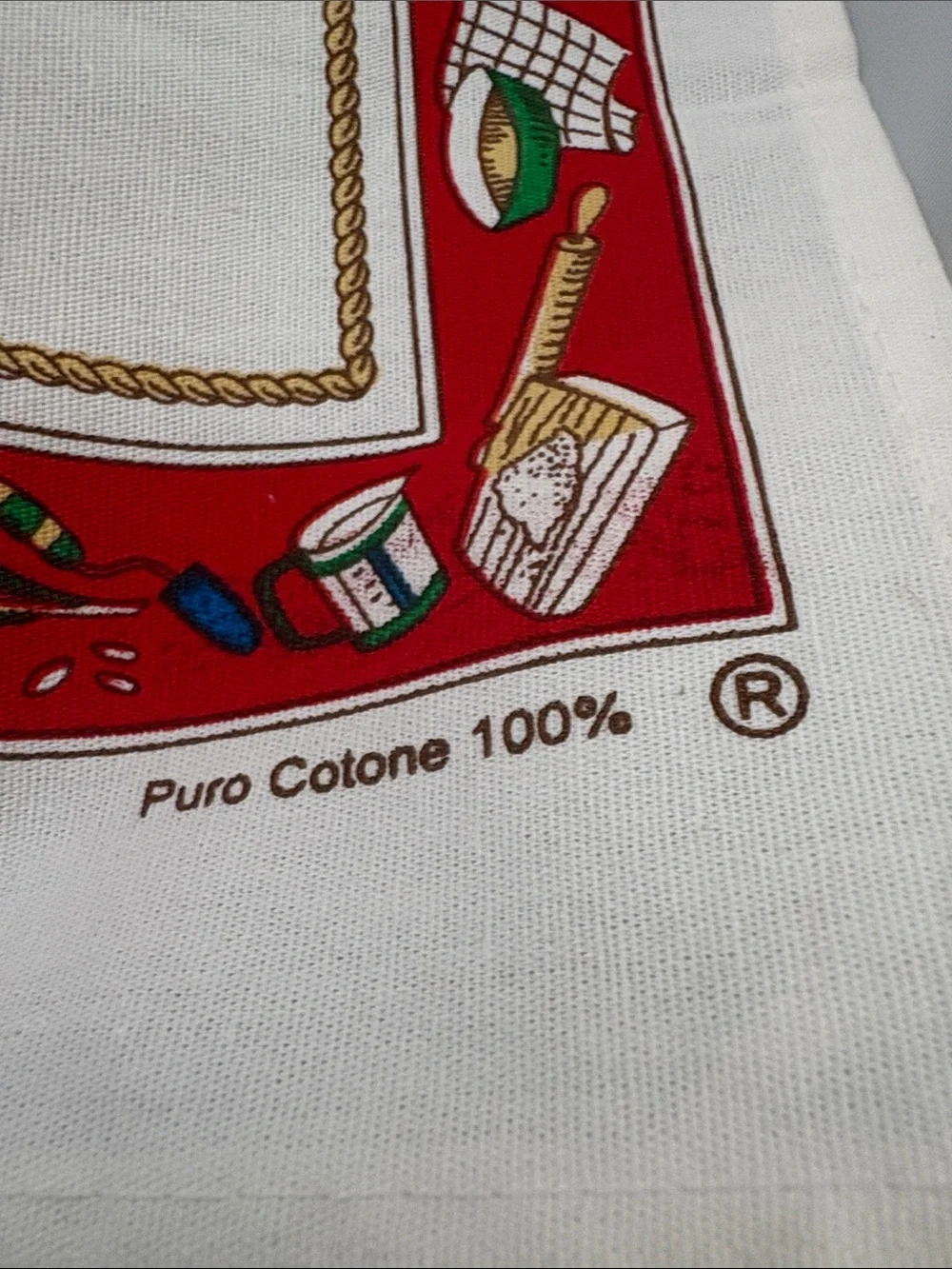 MonveniR Vintage Italian Il Pane Bread Map Tea Towel - Red, Cream, Blue